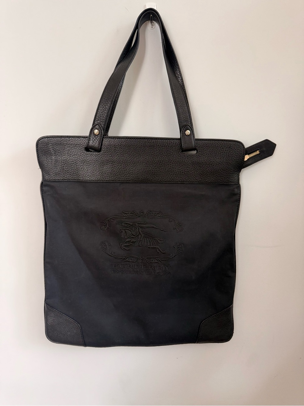 Black Canvas Burberry Tote Bag